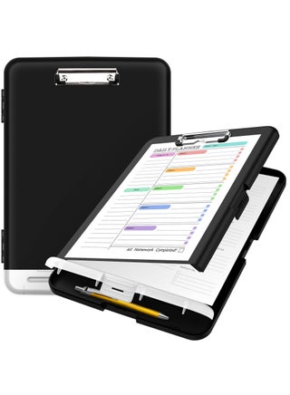 Plastic A4 Clipboard with Storage, Side-Opening Nursing Clipboard with Pen Holder, Heavy Duty Clips, Slim Storage Box, Lightweight, Smooth Writing Surface, Size 14 x 9.6 x 1.2 Inches, Black - pzsku/Z97AA28AB72811BD84CF0Z/45/_/1718939950/1eb31eb0-dbe4-4597-8b88-c88d7c25418b