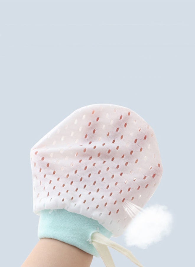 Infant and Toddler Anti-Scratch Gloves with Drawstring, Openwork Design for Ventilation, 4-Piece Set - Image 3