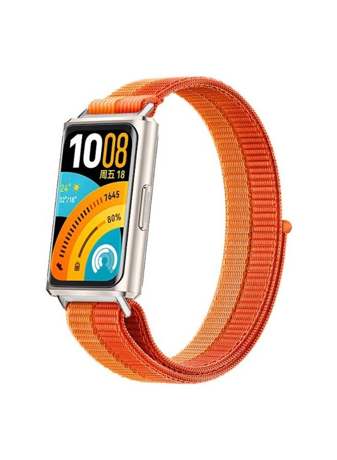 سوار نايلون حلقي لساعة Huawei Band 11 / 11 Pro - ثنائي اللون وقابل للتعديل مع موصل معدني
