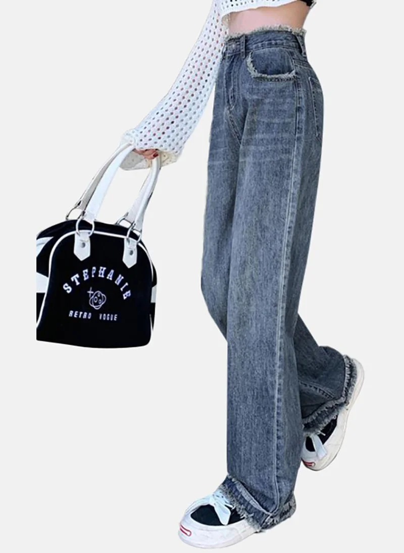 يونيكي Blue Solid Mid Rise Straight Fit Straight Jeans