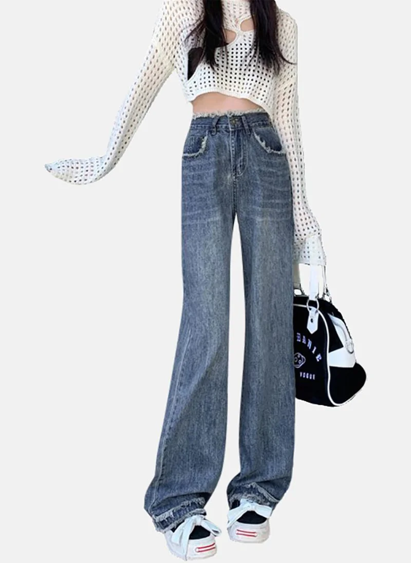يونيكي Blue Solid Mid Rise Straight Fit Straight Jeans