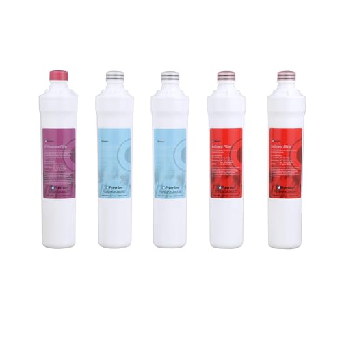Watts Premier مجموعة فلاتر واتس بريمير السنوية النقية UF-3 5-Pack لنظام الترشيح الفائق ثلاثي المراحل ونظام التناضح العكسي RO Pure، زر ضغط، 2 فلتر ترسيب، 2 فلتر كربون LVOC، غشاء UF، معتمد من WQA - Image 1