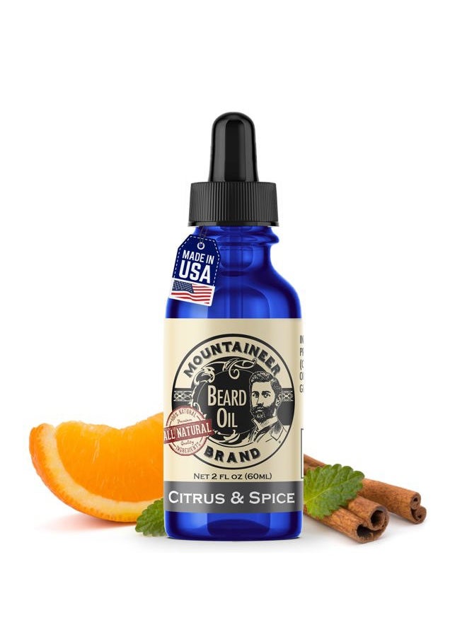 mountaineer brand Natural Beard Oil with Citrus & Spice Scent | Made in West Virgina | Hydrates, Moisturises, Softens & Conditions for Beard Growth | Treats Dry Itchy Beards for Men | 2oz  - Image 1