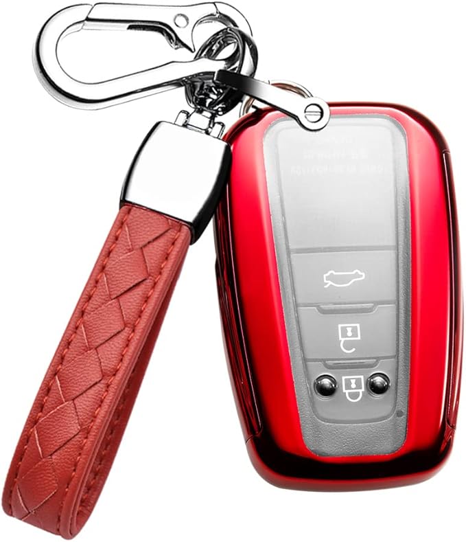 Red TPU Key Fob Cover for Toyota Cars with Keychain 2 3 4 5 Button - Image 1