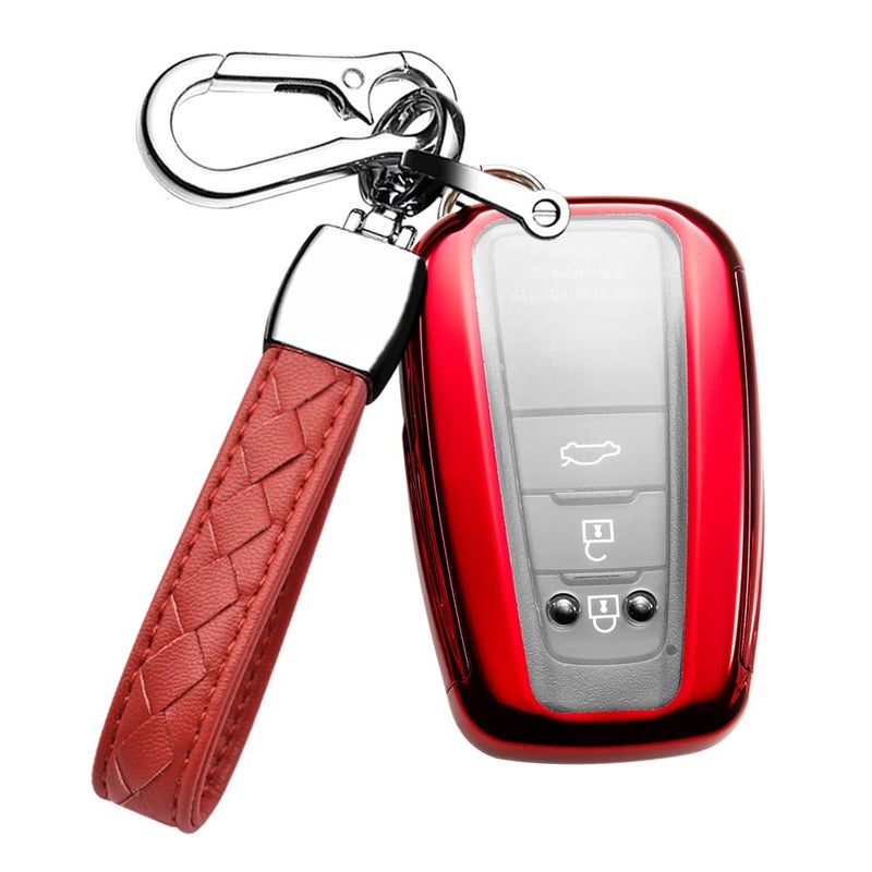 Red TPU Key Fob Cover for Toyota Cars with Keychain 2 3 4 5 Button - Image 2