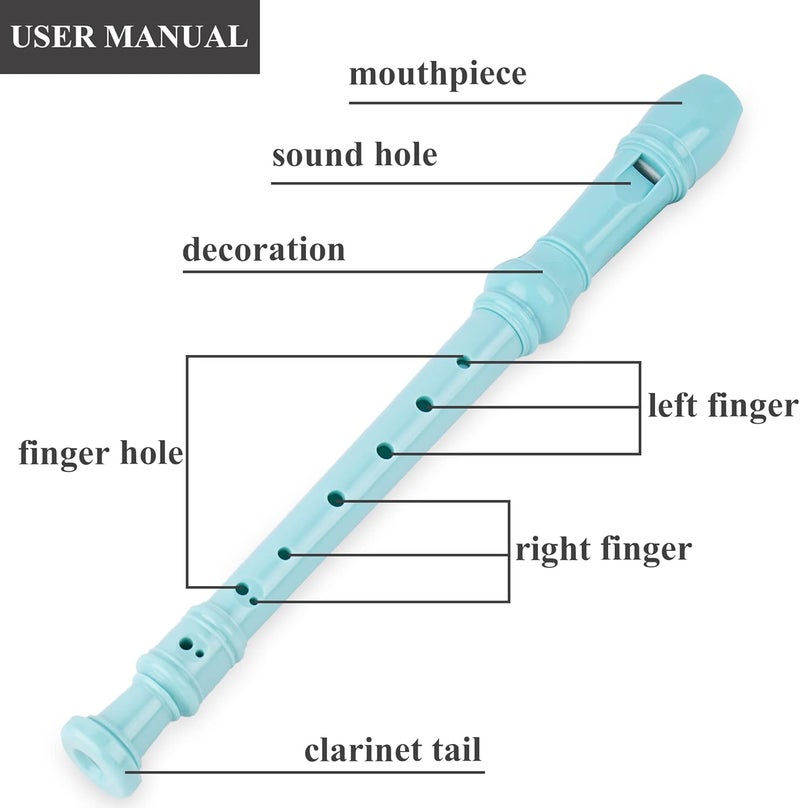 Jasenna Recorder Instrument for Beginner Adults,8-Hole Soprano Descant Recorder Music Flute with with Cleaning Rod & Leather Case For Home Entertainment(2-Flash Woven Blue2) - Image 4