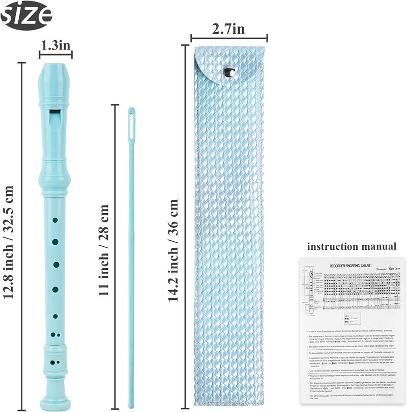 Jasenna Recorder Instrument for Beginner Adults,8-Hole Soprano Descant Recorder Music Flute with with Cleaning Rod & Leather Case For Home Entertainment(2-Flash Woven Blue2) - Image 2