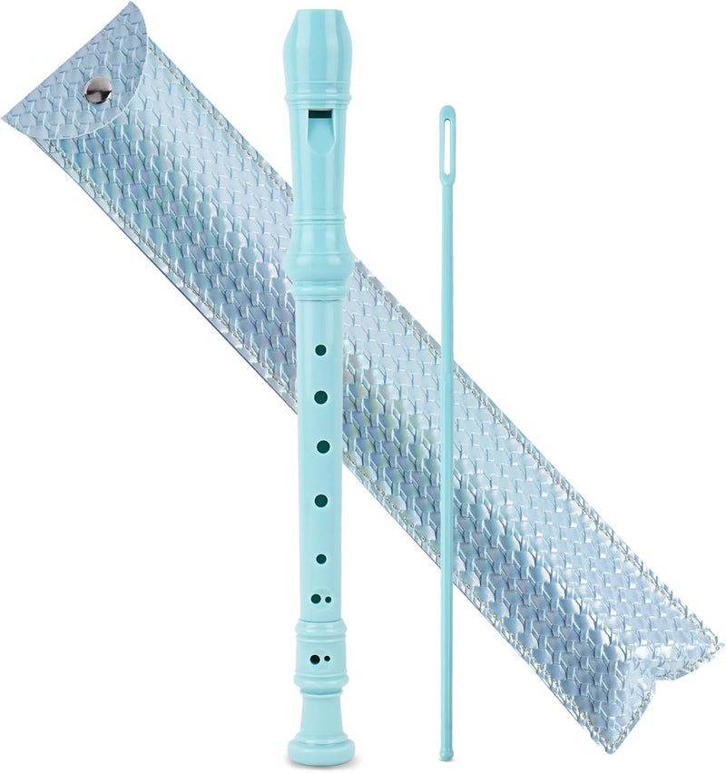 Jasenna Recorder Instrument for Beginner Adults,8-Hole Soprano Descant Recorder Music Flute with with Cleaning Rod & Leather Case For Home Entertainment(2-Flash Woven Blue2) - Image 1