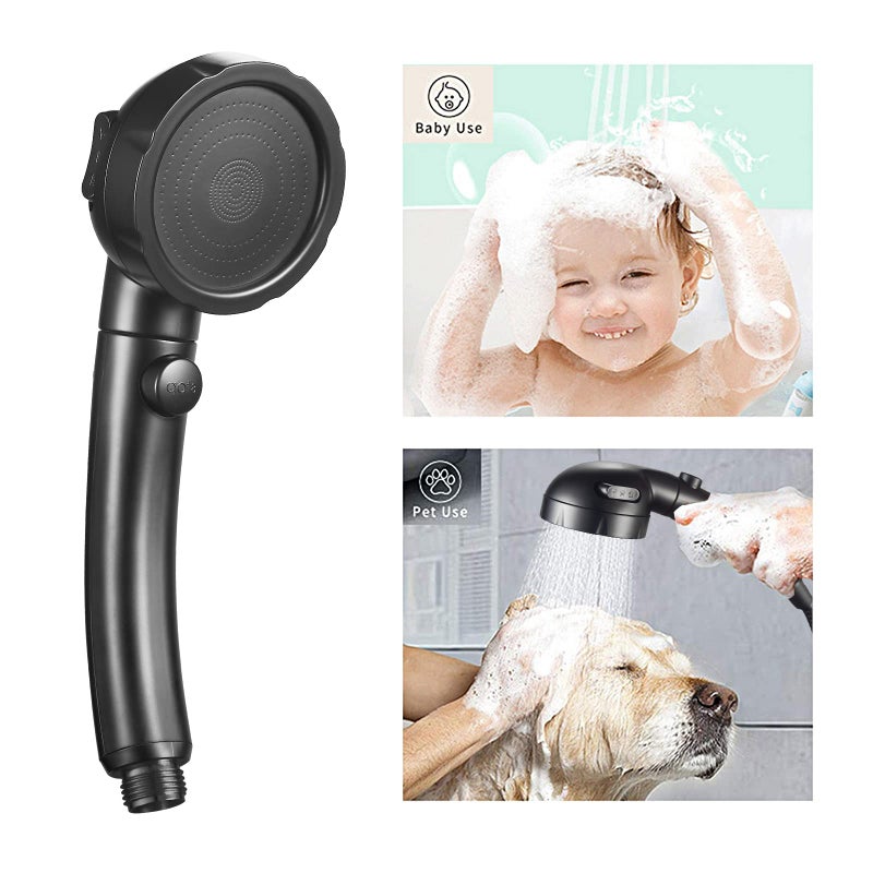KAIYING High Pressure Handheld Shower Head with ON/OFF Pause Switch, 3 Spray Modes Shower Wand with Shut Off Button, Removable Camper Shower Head with Hose and Adjustable Angle Bracket (Black) - Image 3