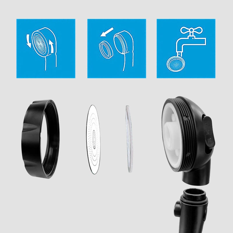KAIYING High Pressure Handheld Shower Head with ON/OFF Pause Switch, 3 Spray Modes Shower Wand with Shut Off Button, Removable Camper Shower Head with Hose and Adjustable Angle Bracket (Black) - Image 5