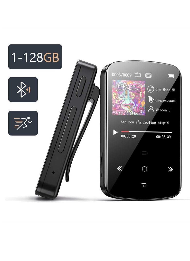 BENJIE MP3 Player 64GB with Bluetooth 5.2, 1.5 inch Colorful Screen Sensitive Touch Button, Hi-Fi Music MP3 Player with Clip Pedometer Voice Recorder Card Reader, Function for Sports Running  - Image 1
