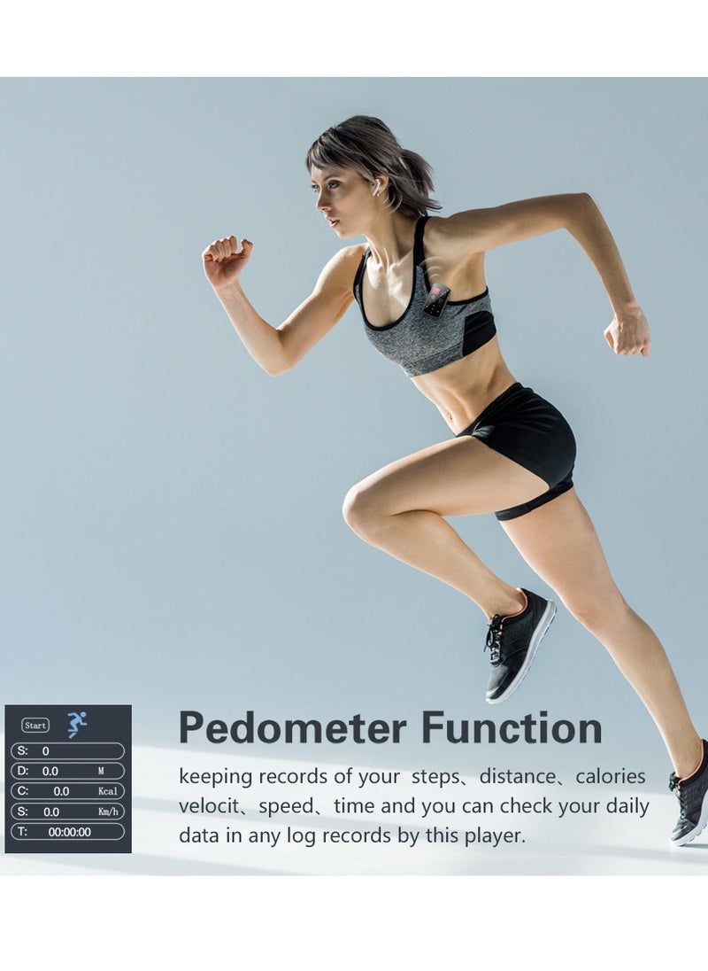 MP3 Player 64GB with Bluetooth 5.2, 1.5 inch Colorful Screen Sensitive Touch Button, Hi-Fi Music MP3 Player with Clip Pedometer Voice Recorder Card Reader, Function for Sports Running