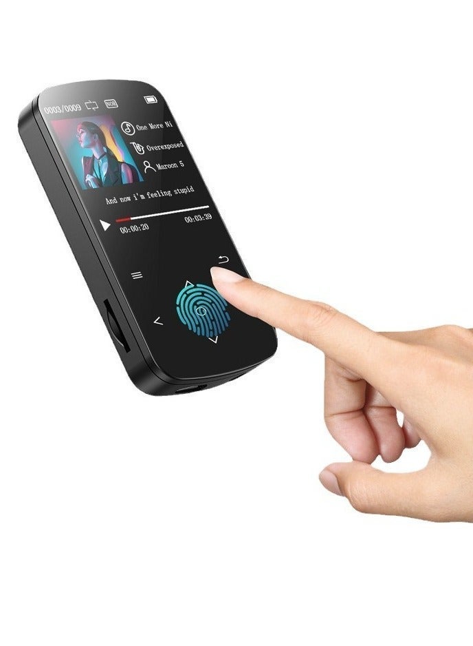 BENJIE مشغل MP3 بسعة 64 جيجابايت مع بلوتوث 5.2، شاشة ملونة مقاس 1.5 بوصة مع زر لمس حساس، مشغل موسيقى MP3 عالي الدقة مع عداد خطوات ومسجل صوت وقارئ بطاقات، وظيفة للجري الرياضي - Image 3