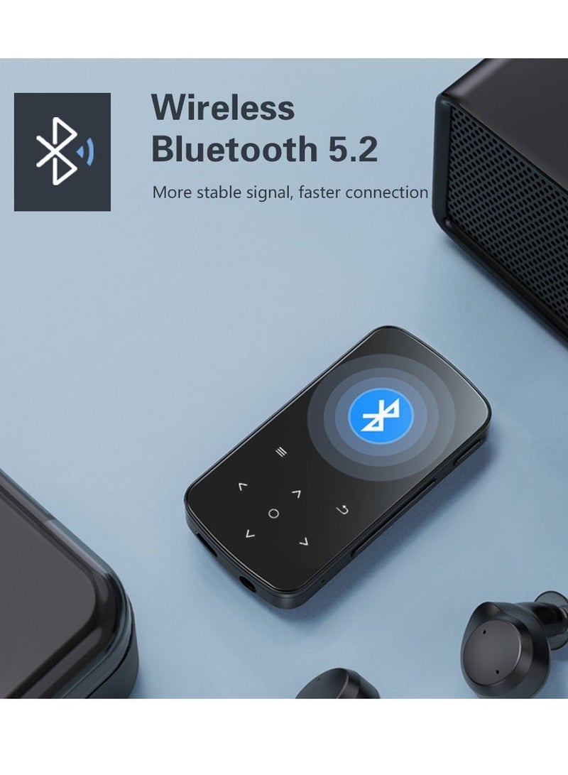BENJIE مشغل MP3 بسعة 64 جيجابايت مع بلوتوث 5.2، شاشة ملونة مقاس 1.5 بوصة مع زر لمس حساس، مشغل موسيقى MP3 عالي الدقة مع عداد خطوات ومسجل صوت وقارئ بطاقات، وظيفة للجري الرياضي - Image 5