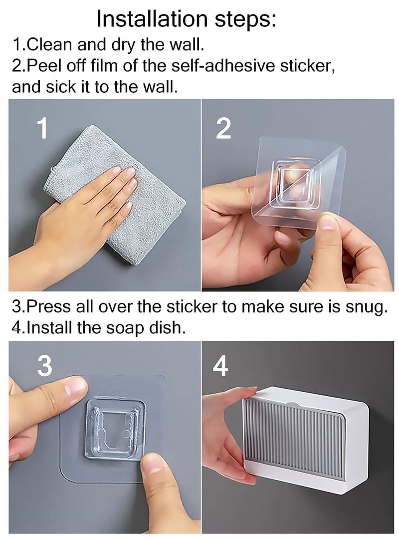 ELMVIA Wall Mounted Double Bar Bathroom Plastic Soap Box Holder Soap Dish with Drainage Box Soap Box with Lid Soap Draining Rack (1 Pcs) - Image 5