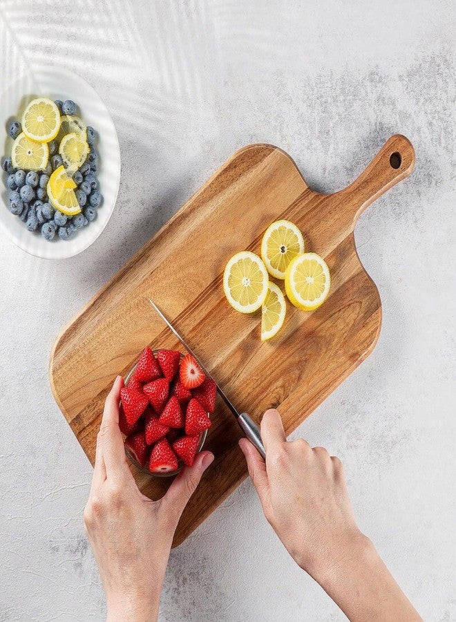 Linwnil Acacia Wood Cutting Board - Wooden Kitchen Cutting Board for Meat, Cheese, Bread, Vegetables & Fruits - Charcuterie Board & Cheese Serving Board with Handle (15"L x 7.5"W x 0.6"Th) - Image 4