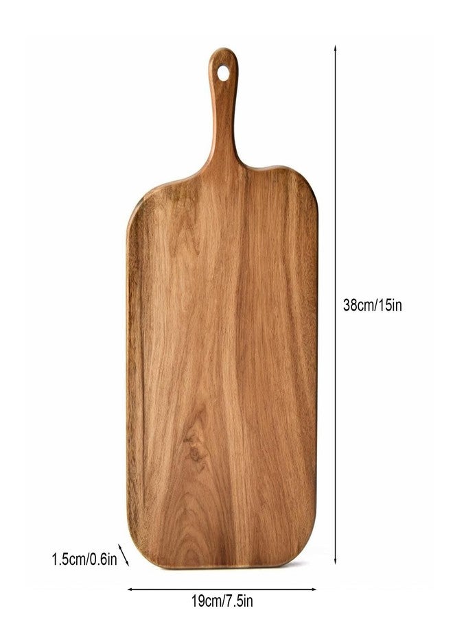 Linwnil Acacia Wood Cutting Board - Wooden Kitchen Cutting Board for Meat, Cheese, Bread, Vegetables & Fruits - Charcuterie Board & Cheese Serving Board with Handle (15"L x 7.5"W x 0.6"Th) - Image 2