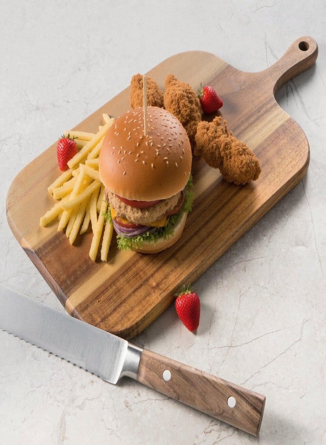 Linwnil Acacia Wood Cutting Board - Wooden Kitchen Cutting Board for Meat, Cheese, Bread, Vegetables & Fruits - Charcuterie Board & Cheese Serving Board with Handle (15"L x 7.5"W x 0.6"Th) - Image 5