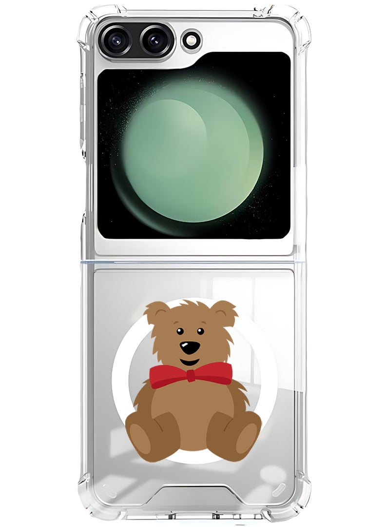 Theodor Magnetic Case for Samsung Galaxy Z Flip 6 Compatible with MagSafe Wireless Charging, Shockproof Phone Bumper Cover teddy bear - Image 1