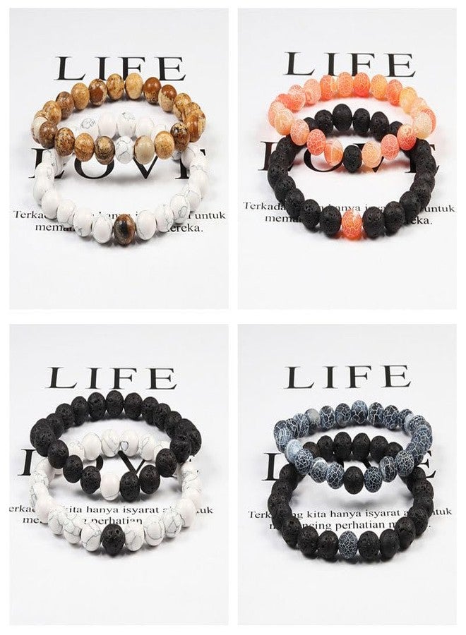 FORUBUS 2Pcs Lava Rock Beaded Bracelet Set – Essential Oil Diffuser Jewelry with Natural Stone Beads for Aromatherapy, Yoga, Meditation, and Stress Relief, Stretchy Bracelets for Women Men-orange - Image 2