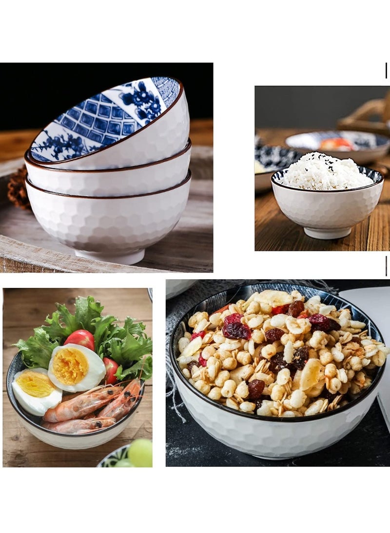 SUNSAR Set of 4 Japanese Style Ceramic Rice Bowl with Gift Box,Blue and White Pattern Bowls Set,Underglazed Dinnerware - Image 4