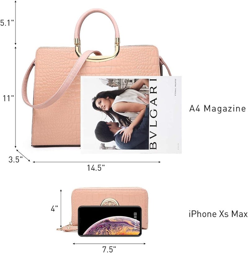 DASEIN Womens Handbag Top Handle Shoulder Bag Tote Satchel Purse Work Bag with Matching Wallet - Image 3