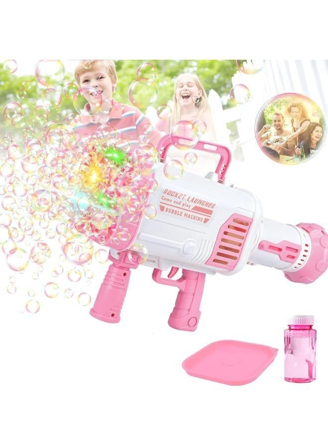 Bubble Maker Gun - 32-Hole Bubble Machine Gun - Bazooka Bubble Machine - Bubble Blaster for Kids Outdoor Indoor, Parties, Halloween Easter New Years Birthdays Christmas Gifts - Pink