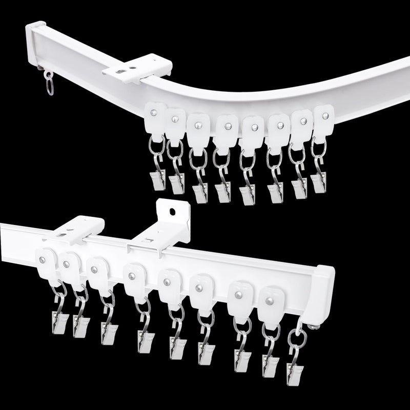 Cbsroro Flexible Bendable Ceiling Curtain Track, Room Divider Curtain Rod Tracks Ceiling or Wall Mount with Clips, Heavy-Duty Divider Curtains Rails for Living Room Shower Privacy RV, White 12 FT - Image 1