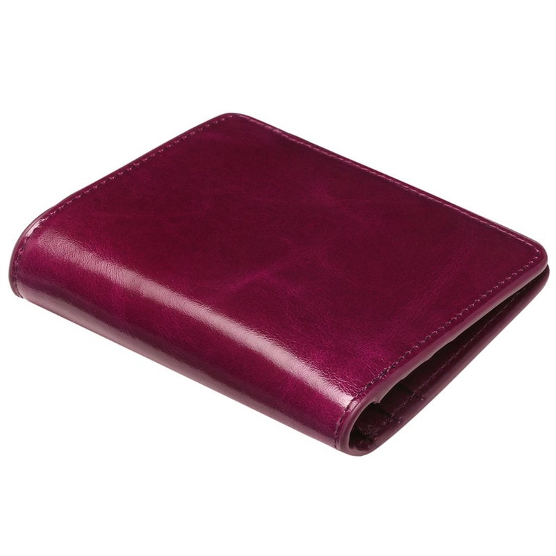 Itslife Women's Rfid Blocking Small Compact Bifold Leather Pocket Wallet Ladies Mini Purse with id Window (Waxed Fuchsia) - Image 5