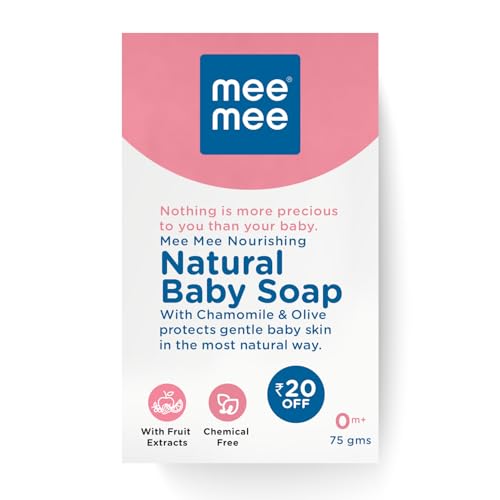 Mee Mee Moisturizing Baby Soap - Chamomile & Olive Bath Bar with 100% Natural Shea & Cocoa Butter | Dermatologically Tested for Soft Baby Skin | No Paraben & Chemicals | No Tears Formula | 75g - Image 2
