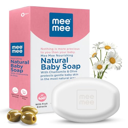 Mee Mee Moisturizing Baby Soap - Chamomile & Olive Bath Bar with 100% Natural Shea & Cocoa Butter | Dermatologically Tested for Soft Baby Skin | No Paraben & Chemicals | No Tears Formula | 75g - Image 1