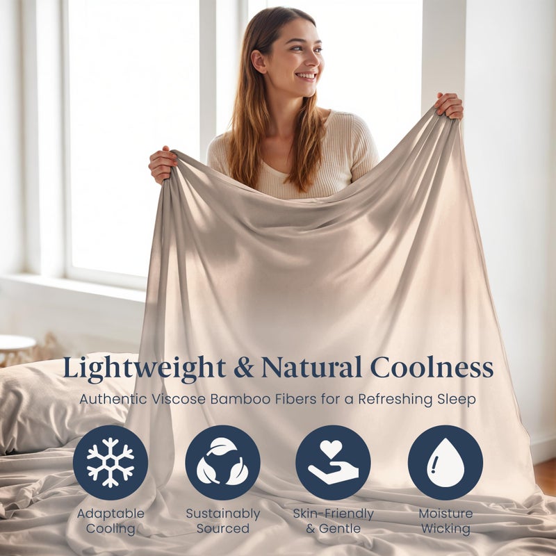 Ella Jayne Viscose Derived from Bamboo Sheets King Size Set (4 Pieces) King Size, Ultra Soft & Luxuriously Cooling, Eco-Friendly King Size Sheets Set Deep Pockets 16 Inch (Taupe) - Image 5