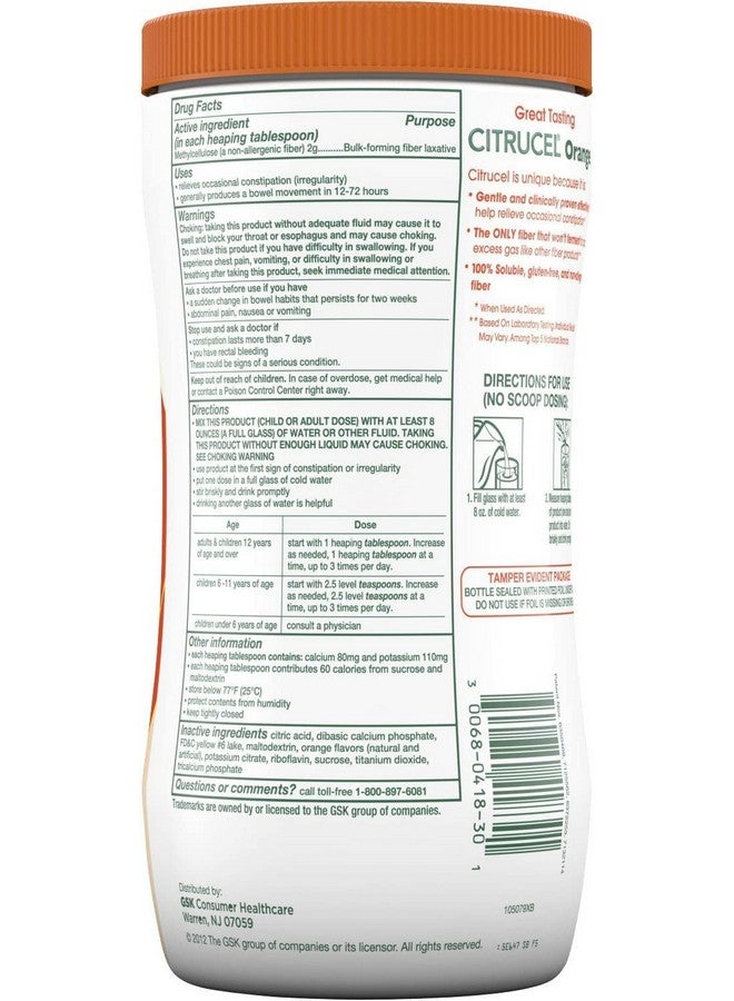 Citrucel Orange, 30 Ounce - Image 2