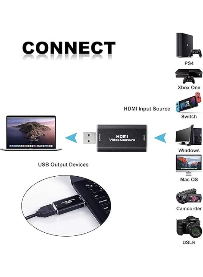 HDMI to USB 3.0 Video and Audio Capture Card – 4K 1080P Recording for DSLR, Camcorder, and Action Cameras – Ideal for Streaming and High-Quality Video Capture  - Image 3