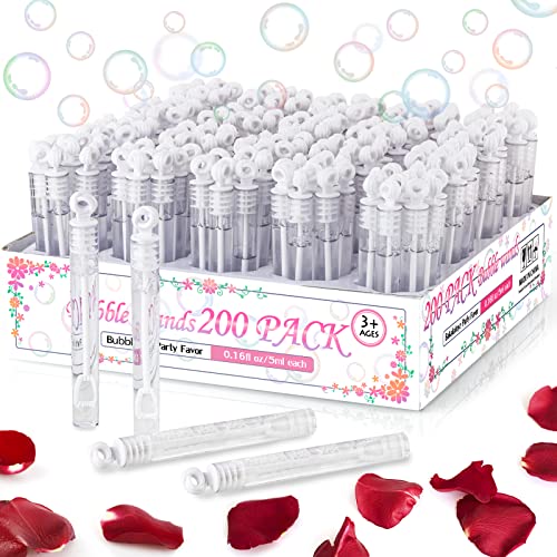Uzoxlsn 200 Pack Mini Bubble Wands, White Bubble Stick Toy Bulk for Wedding Supplies, Anniversaries, Valentine's Day Gift, Celebrations, Wedding Send Off, Party Favor for Couple, Guests, Kid, Boy and Girl - Image 1