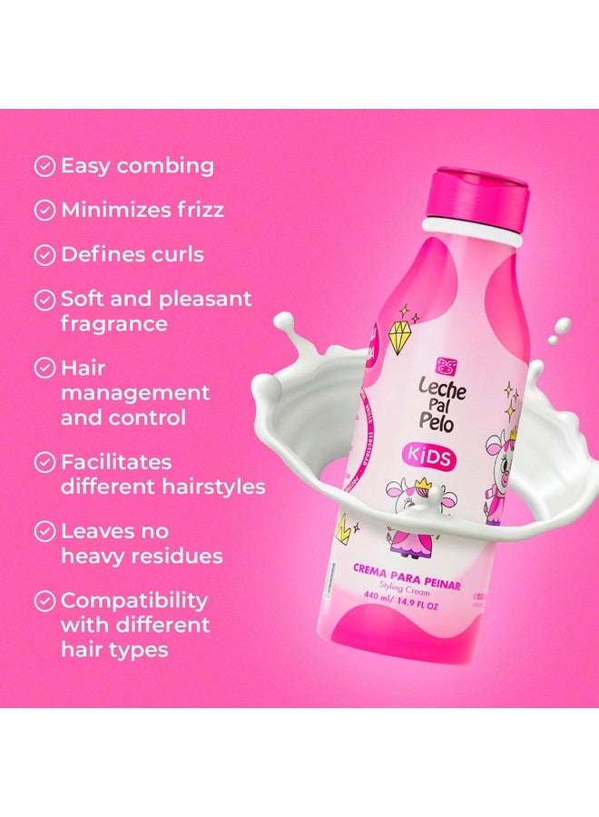 Leche Pal Pelo Kids Styling Cream Detangles Strengthens & Styles Kids Hair Smoothes Frizz Moisturizes & Softens Leavein Conditioning Detangler Abyssinian & Jojoba Oil. 14.9 Fl. Oz. - Image 3