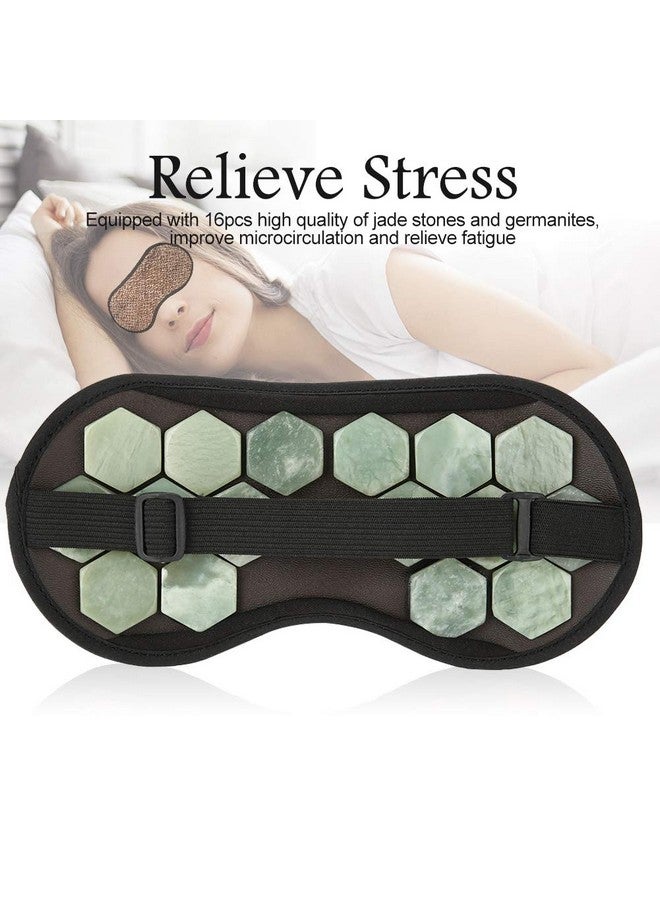 Agatige Sleeping Eye Mask Adjustable Jade Stones Eye Masks Magnet Therapy Eyeshade Eye Cover Masks For Sleeping Travel Naps(Green) - Image 2