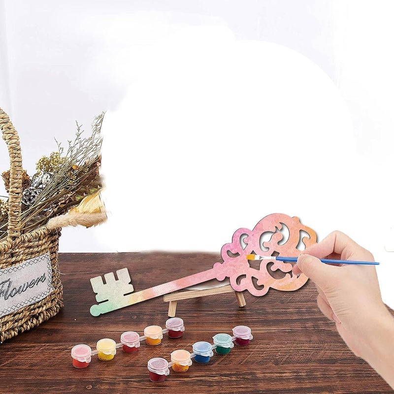 CREATCABIN Laser Cut Wood Sign Key Wooden Cut Wall Art Craft DIY Unfinished Embellishment Sculpture Hanging Wall Decor for Personalized Porch Wedding Party Classroom Farmhouse 4x12Inch - Image 4