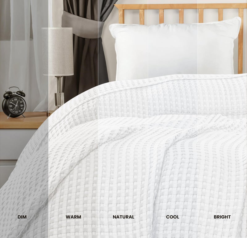 Utopia Bedding White 100% Cotton Waffle Blanket 300 GSM [Big - 120x120 Inch] Soft Lightweight Breathable Bed Blanket for All Season - Image 5