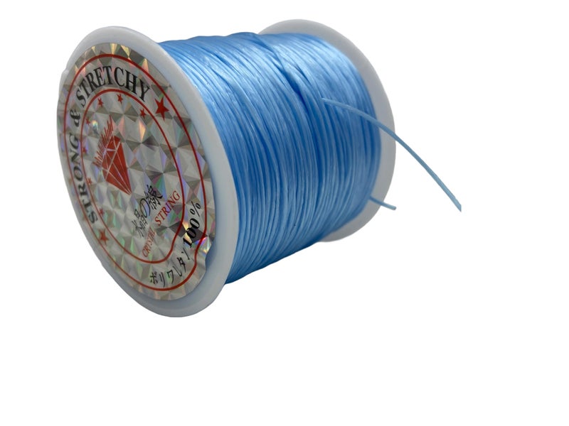 Self Lub Elastic Crystal Stretch Cord for Jewelry Making – Flat Beading Thread for Bracelets, Anklets, DIY Crafts – Durable, Clear Elastic String for Beads & Charms (Blue, 50 Meter, 0.5 mm) - Image 2
