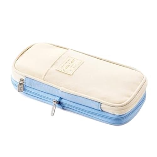 Arnuixty Large Storage Pencil Case Pen Bag with Zipper Big Capacity Pouch Organizer for Office Travel Holder Box (Light Blue) - Image 1