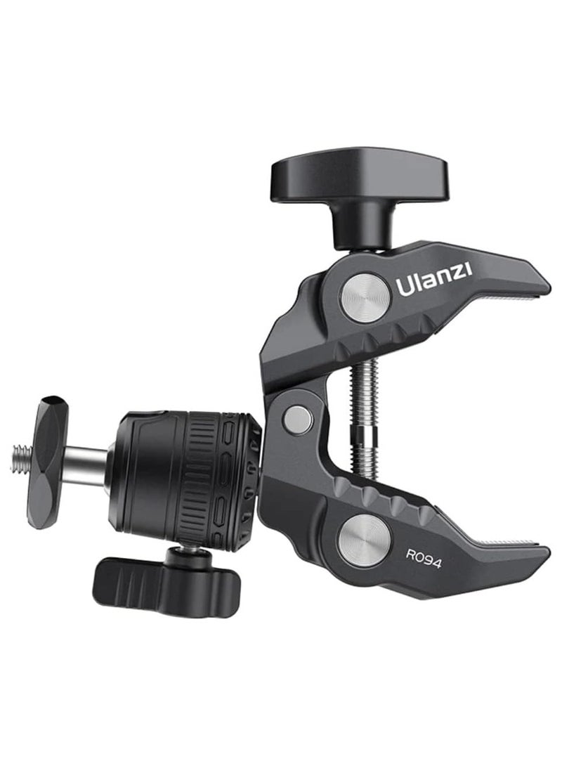 ULANZI R099 Super Clamp Camera Mount – Heavy-Duty Mounting Clamp with 360° Rotatable Ball Head & 1/4" Screw for DSLR, Monitor, LED Light, GoPro & Accessories - Image 1