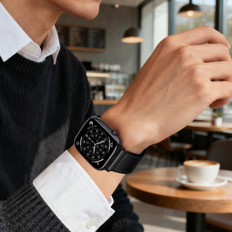Wowstrap Genuine Leather Band for Apple Watch Bands 44mm 45mm 46mm Ultra/3/2 49mm 42mm 41mm 40mm 38mm iWatch Bands Men Women,Top Grain Leather Strap Wristband for Apple Watch Series 11 10 9 8 7 6 5 4 3 SE 3/2 - Image 4