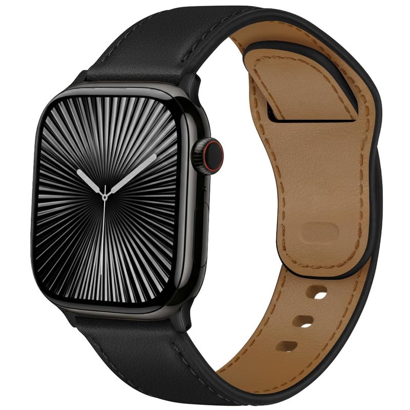 Wowstrap Genuine Leather Band for Apple Watch Bands 44mm 45mm 46mm Ultra/3/2 49mm 42mm 41mm 40mm 38mm iWatch Bands Men Women,Top Grain Leather Strap Wristband for Apple Watch Series 11 10 9 8 7 6 5 4 3 SE 3/2 - Image 1