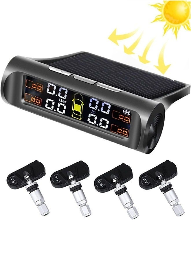 Arabest Car Tire Pressure Monitoring System,Solar Energy Monitoring System With 4 Internal Sensors,Waterproof,Wireless LCD Display Tire Pressure Monitor,Real-Time Pressure and Temperature Monitoring, Easy to Use (0~87 PSI) - Image 1