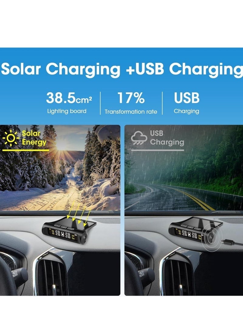 Arabest Car Tire Pressure Monitoring System,Solar Energy Monitoring System With 4 Internal Sensors,Waterproof,Wireless LCD Display Tire Pressure Monitor,Real-Time Pressure and Temperature Monitoring, Easy to Use (0~87 PSI) - Image 3