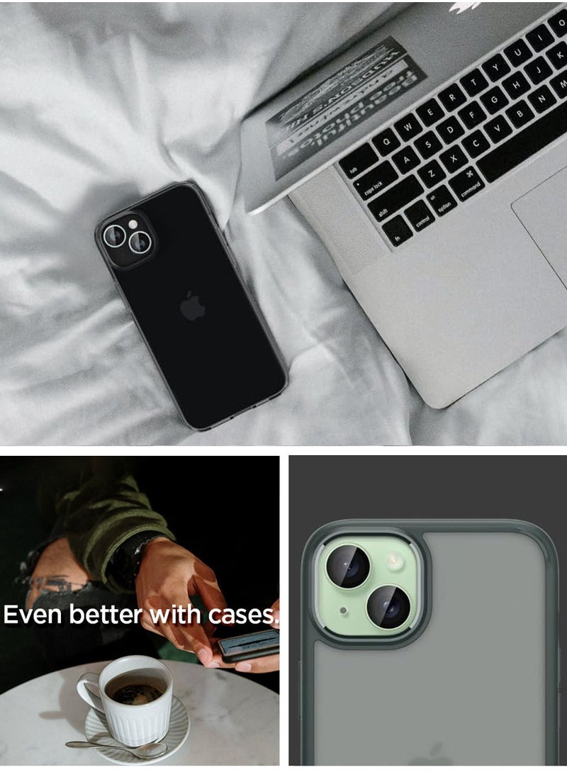 Spigen - Glastr Ez Fit Optik PRO Camera Lens Screen Protector [2 Pack] for iPhone 15 Plus, iPhone 15, iPhone 14 Plus and iPhone 14 - Green - Image 1