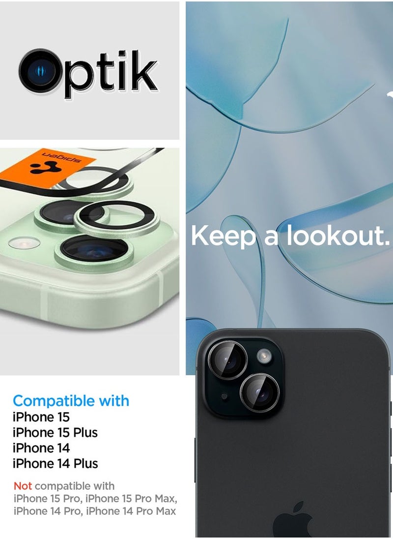 Spigen Glastr Ez Fit Optik PRO Camera Lens Screen Protector [2 Pack] for iPhone 15 Plus, iPhone 15, iPhone 14 Plus and iPhone 14 - Green  - Image 2