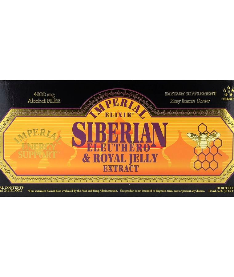 Siberian Eleuthero & Royal Jelly Extract Alcohol Free 10 Bottles 0.34 fl oz (10 ml) Each
