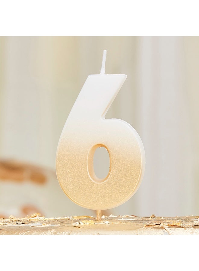 Ginger Ray Gold Ombre 6 Number Birthday Candle - Image 2